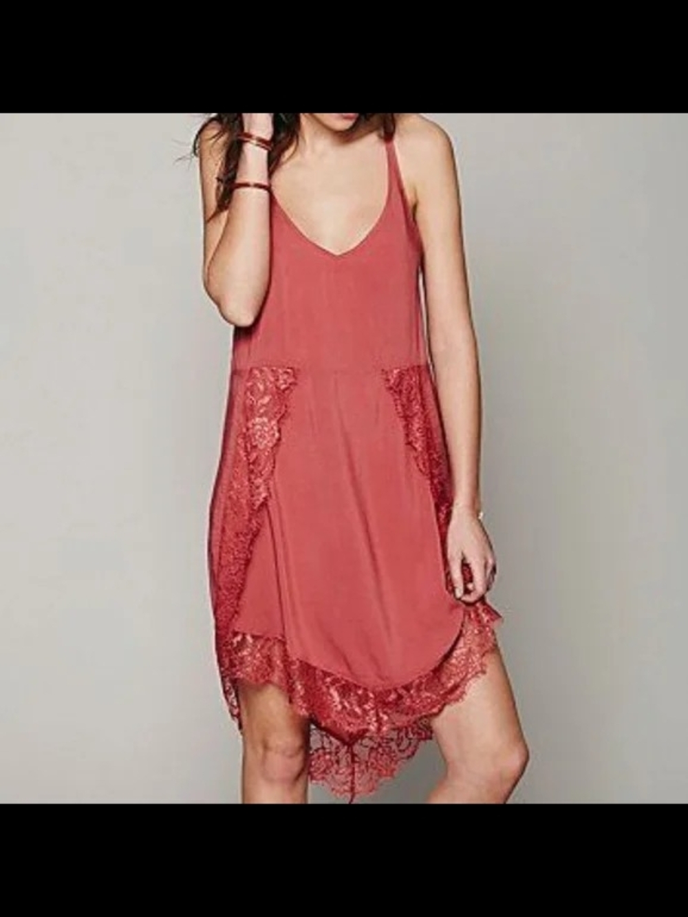 IntimatelyLace Trim Tunic Slip Dress Terracotta Boho XS - Picture 2 of 10